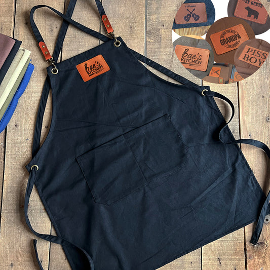 Custom Gray Canvas Apron with Logo - Professional Cross-Back Workwear (A2301)