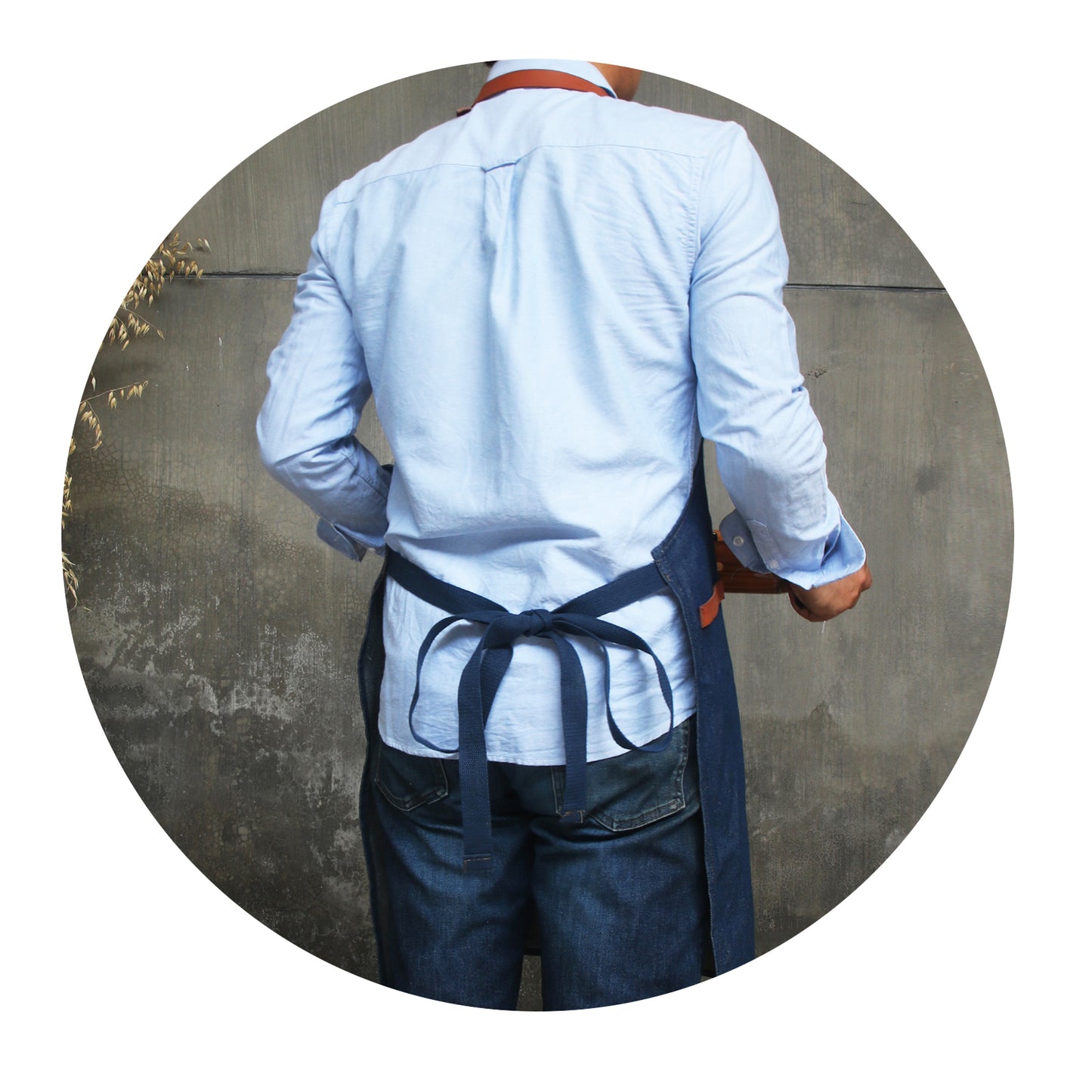 NO:2309 Cowboy Men's Apron with Adjustable Shoulder Strap for Restaurant, Cafe, Customized Logo, Blue Denim Black Cowboy Apron double strap