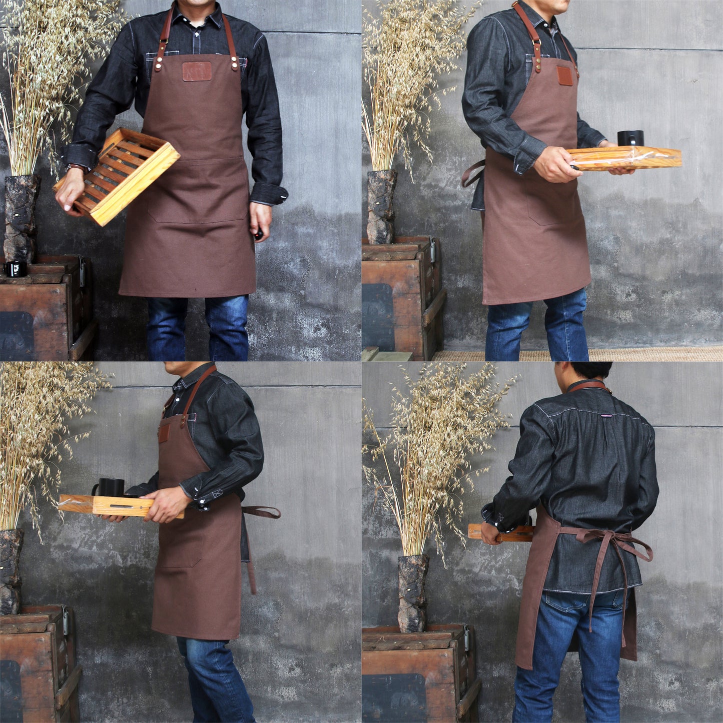 coffee shop restaurant waiter apron, custom logo, shoulder straps can be adjusted, medium thickness.A127