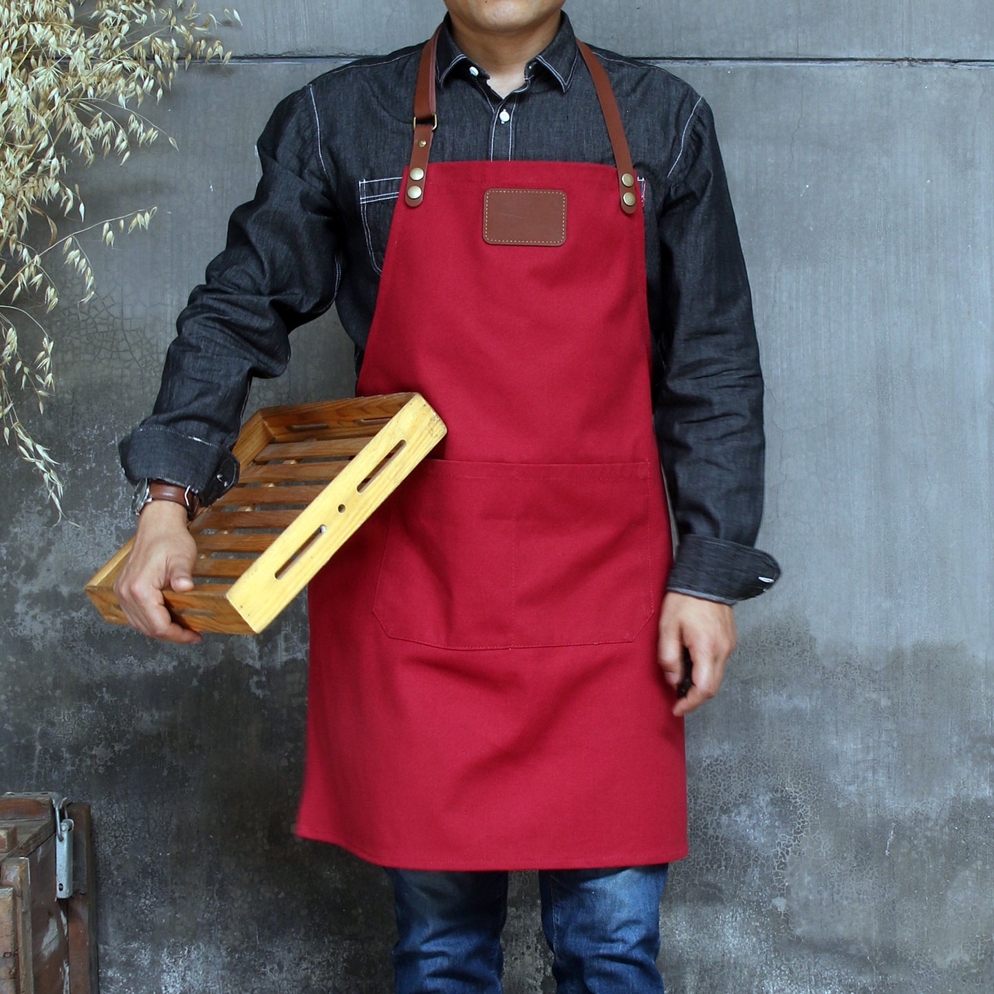 coffee shop restaurant waiter apron, custom logo, shoulder straps can be adjusted, medium thickness.A127