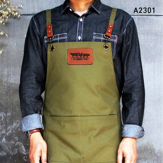 NO:A2301,Personalized Full gray canvas apron with adjustable straps for restaurant,bakery,cafe, kitchen,Men apron,Women apron,Christmas Gift