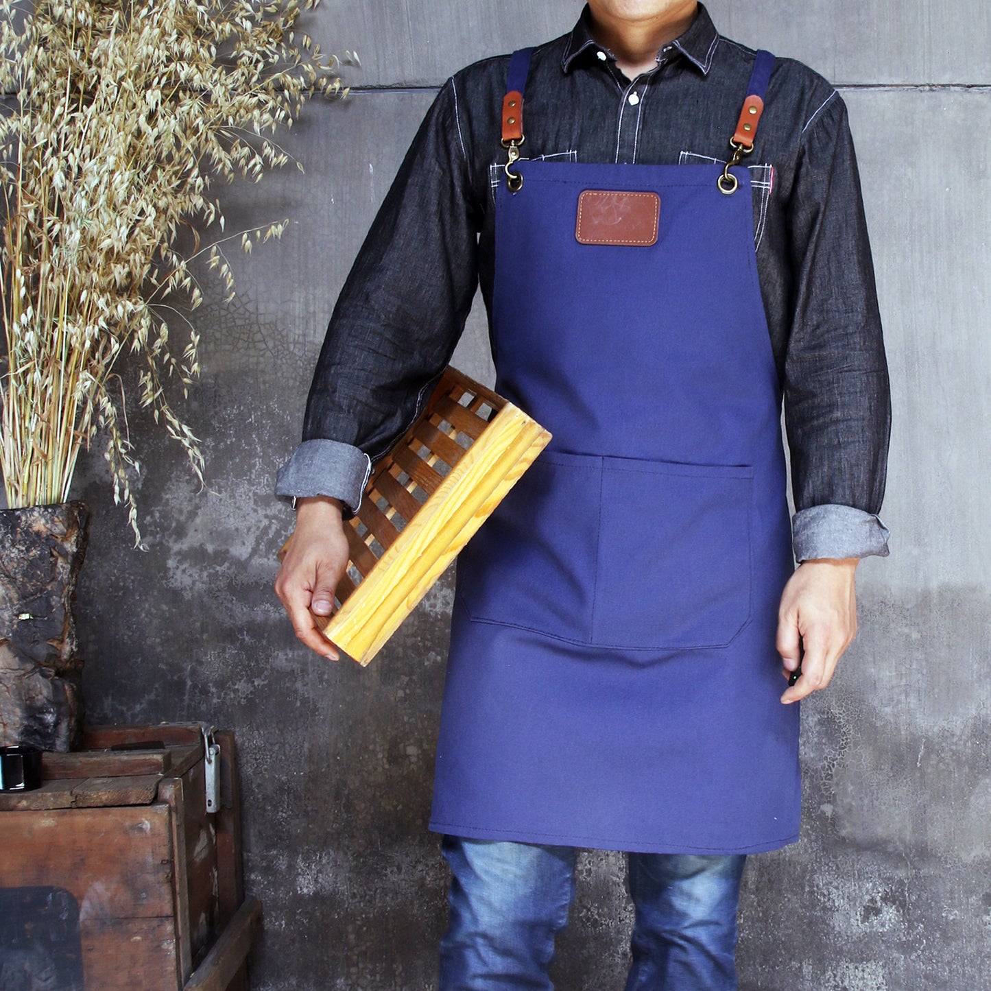 NO:A2301,Personalized Full gray canvas apron with adjustable straps for restaurant,bakery,cafe, kitchen,Men apron,Women apron,Christmas Gift