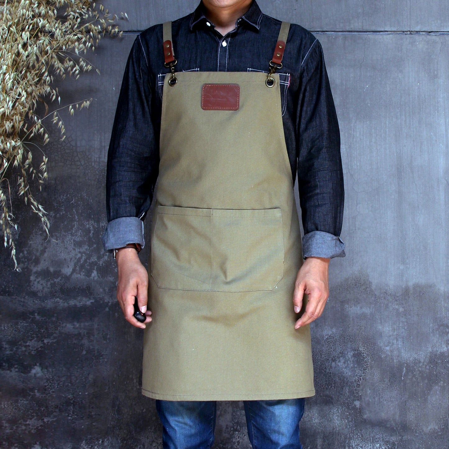 NO:A2301,Personalized Full gray canvas apron with adjustable straps for restaurant,bakery,cafe, kitchen,Men apron,Women apron,Christmas Gift