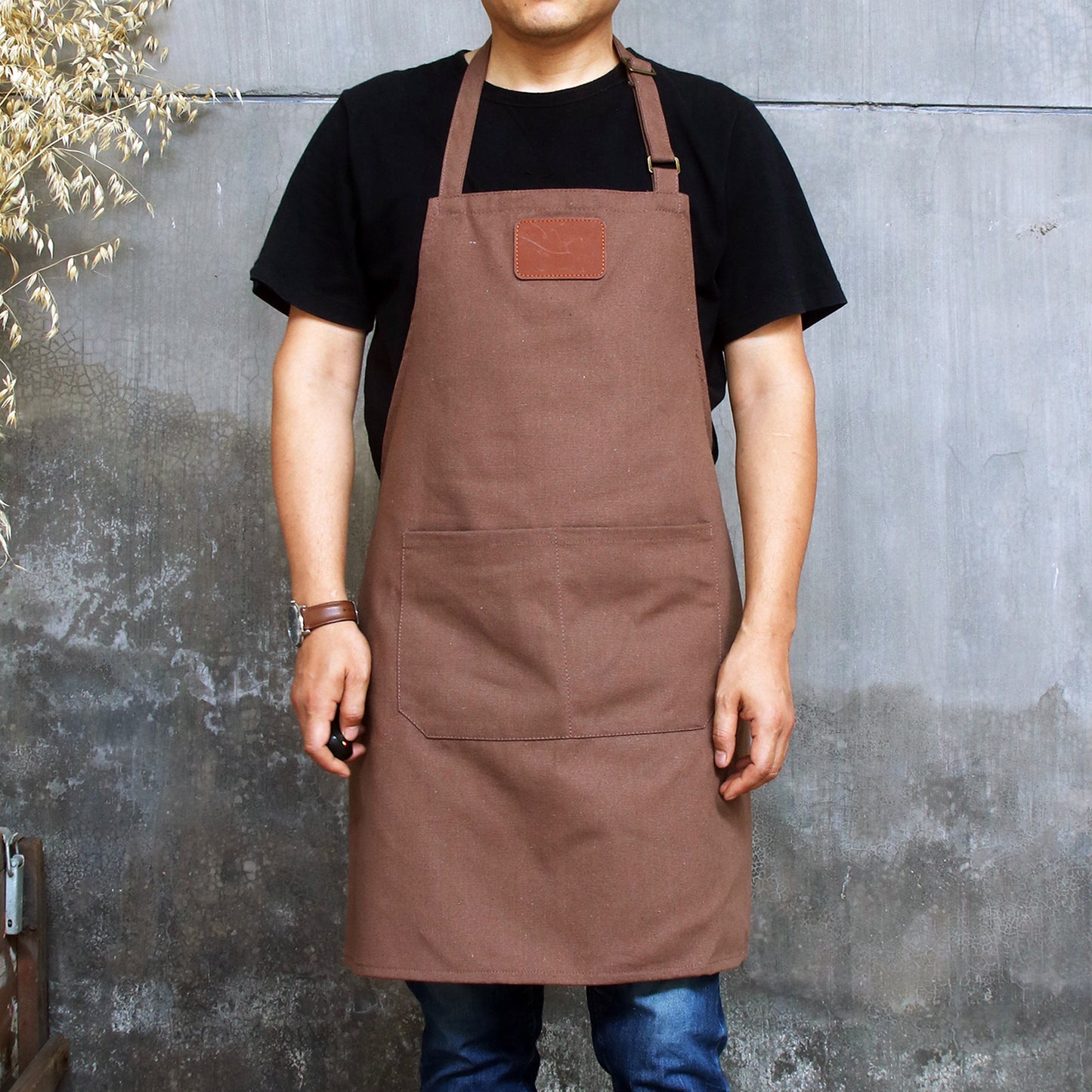 NO:A0128 Canvas men's apron personalized with adjustable straps for restaurants, bakeries, cafes, kitchens
