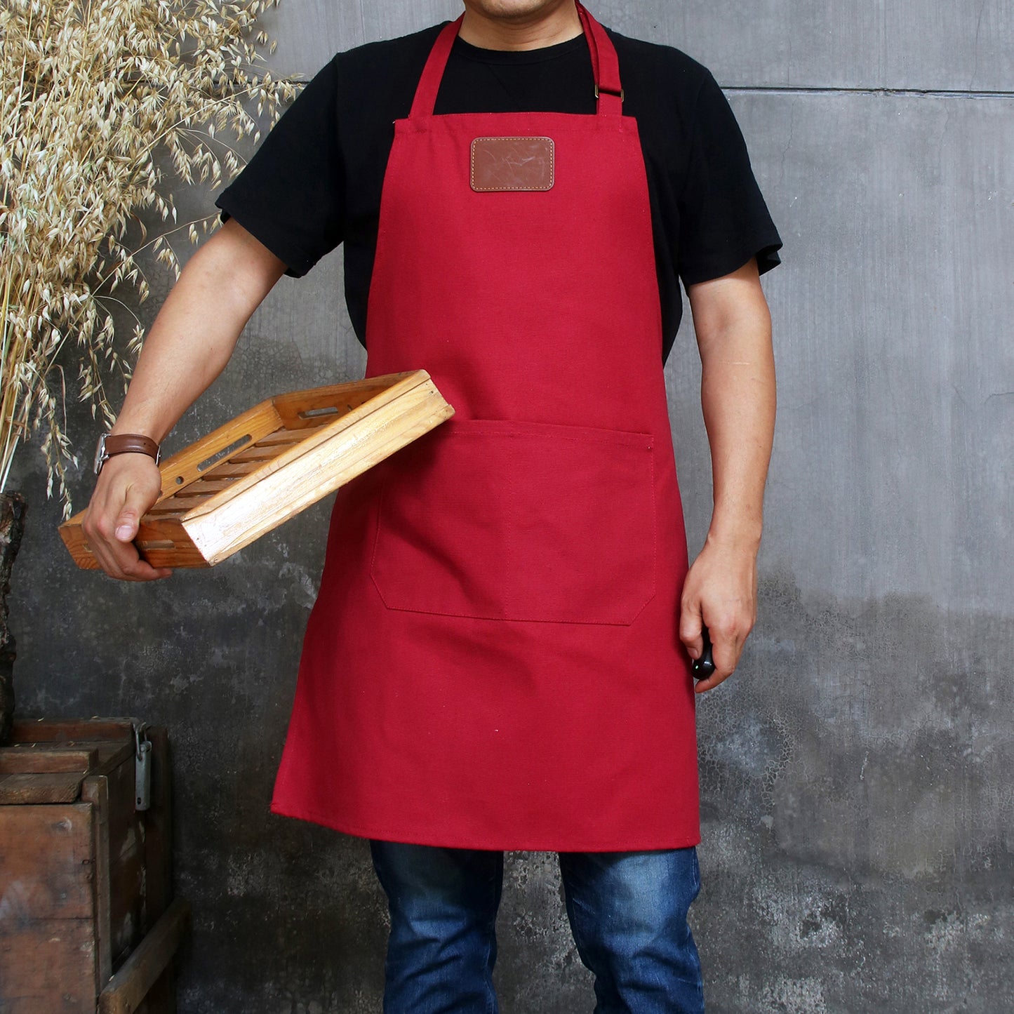 NO:A0128 Canvas men's apron personalized with adjustable straps for restaurants, bakeries, cafes, kitchens