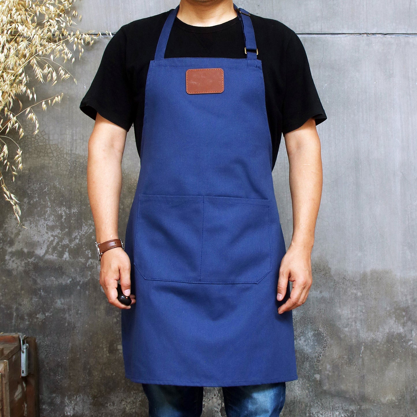 NO:A0128 Canvas men's apron personalized with adjustable straps for restaurants, bakeries, cafes, kitchens