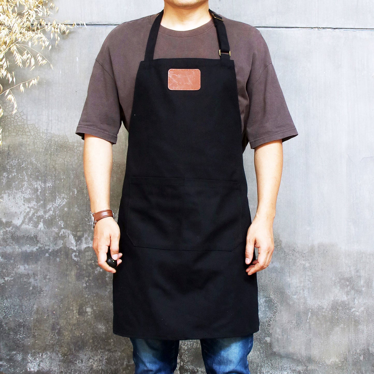 NO:A0128 Canvas men's apron personalized with adjustable straps for restaurants, bakeries, cafes, kitchens