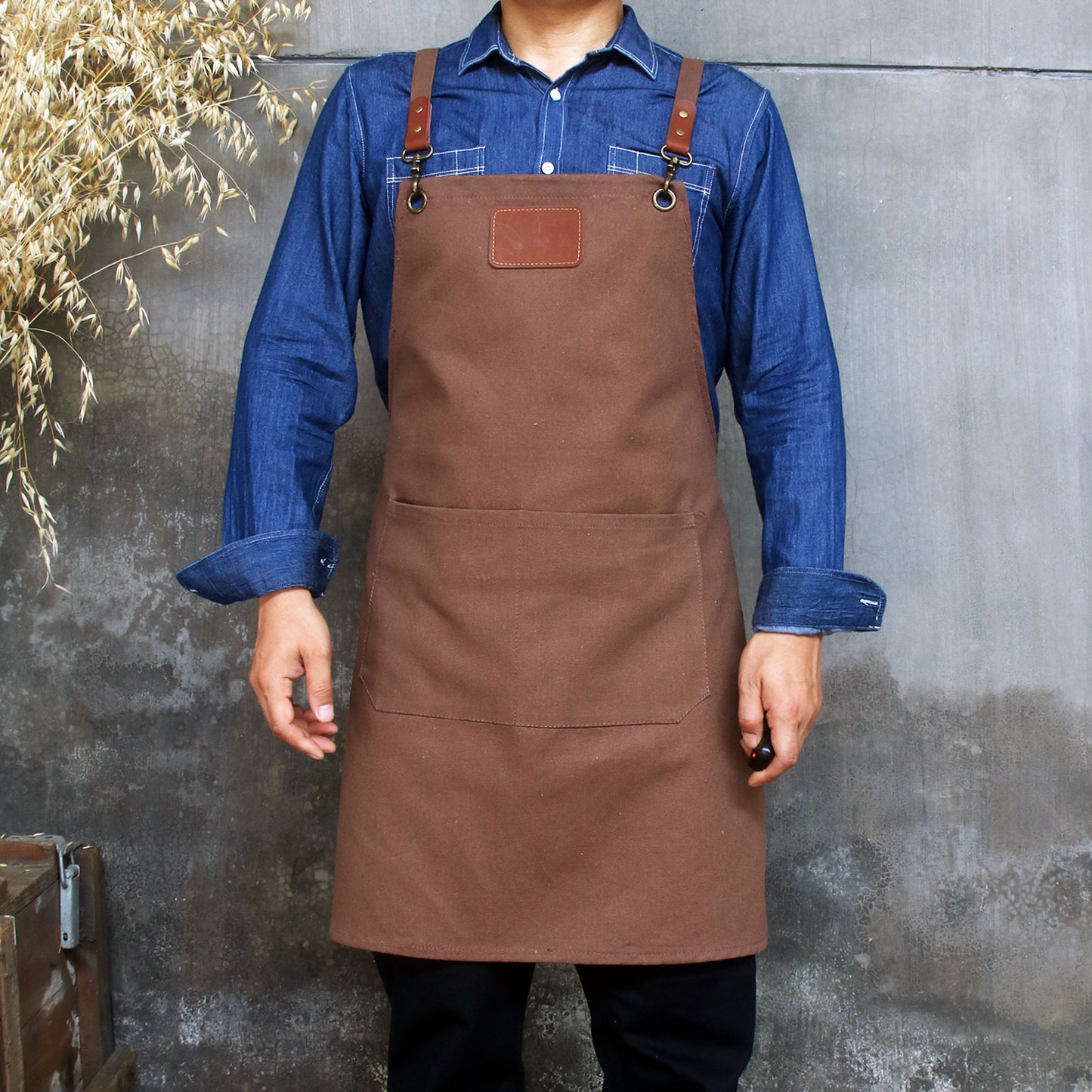 NO:A2301,Personalized Full gray canvas apron with adjustable straps for restaurant,bakery,cafe, kitchen,Men apron,Women apron,Christmas Gift