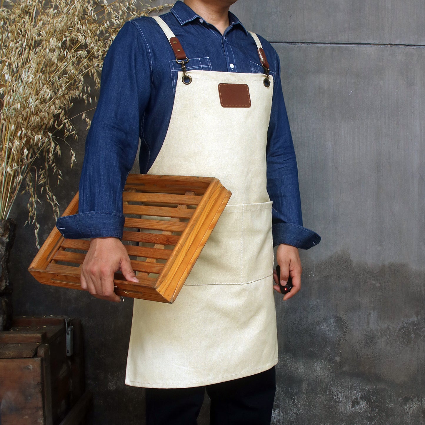 NO:A2301,Personalized Full gray canvas apron with adjustable straps for restaurant,bakery,cafe, kitchen,Men apron,Women apron,Christmas Gift
