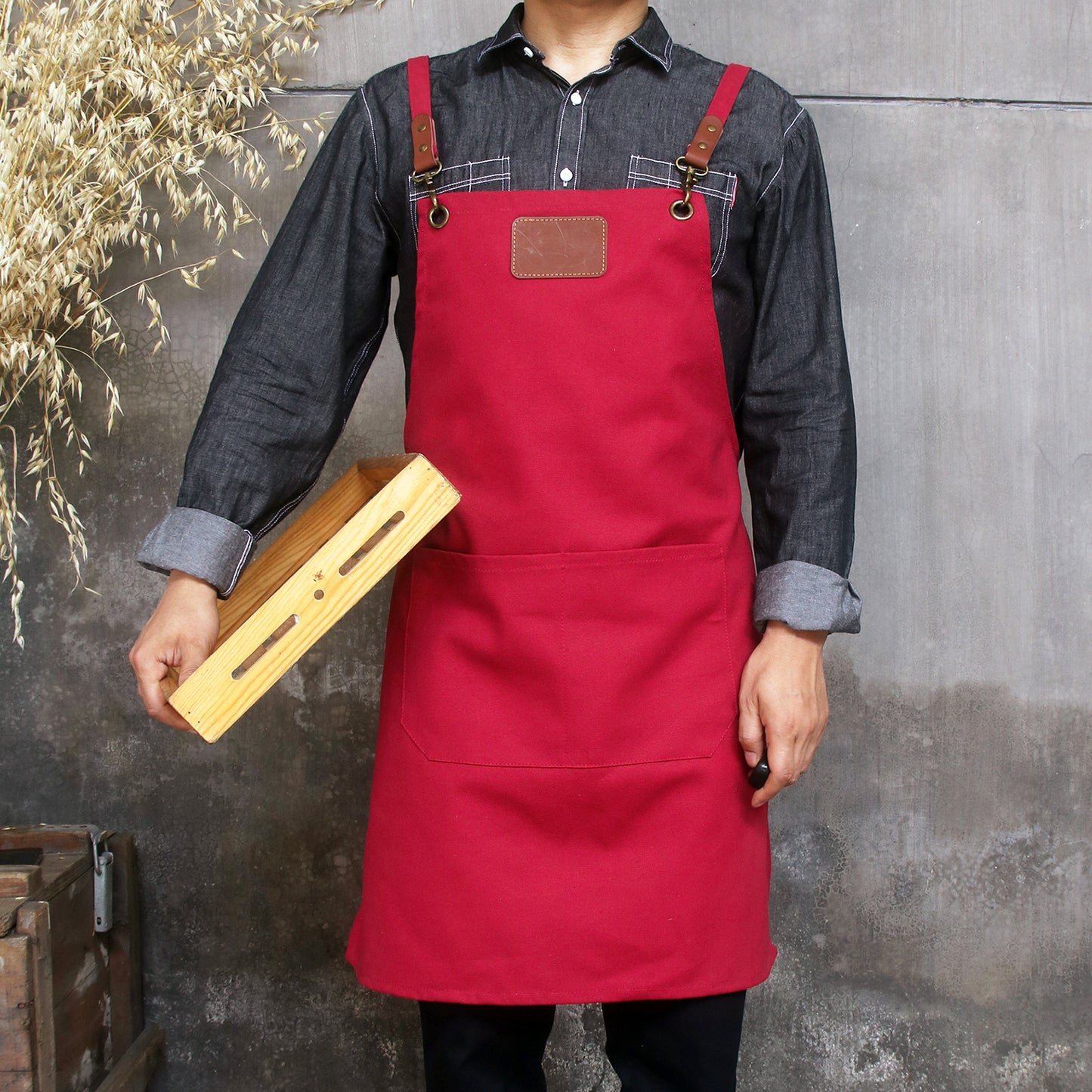 NO:A2301,Personalized Full gray canvas apron with adjustable straps for restaurant,bakery,cafe, kitchen,Men apron,Women apron,Christmas Gift