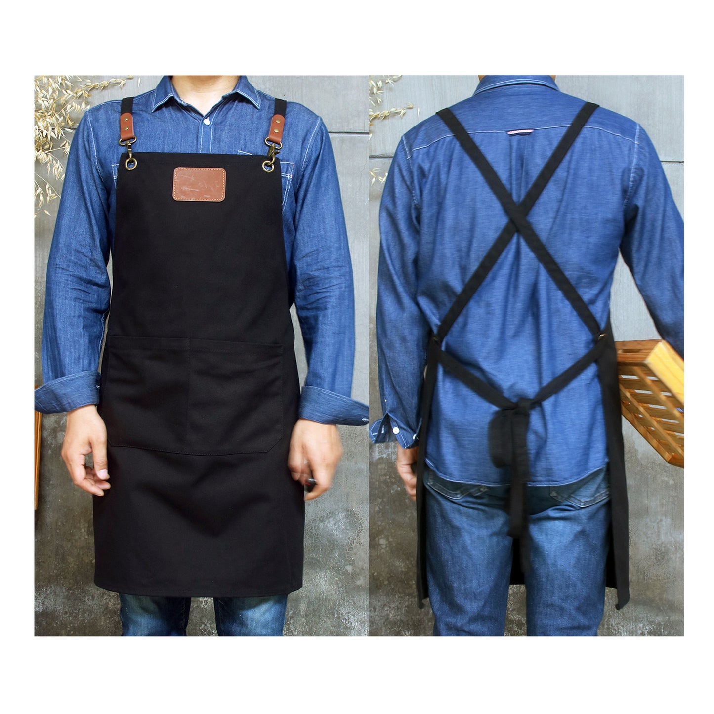 NO:A2301,Personalized Full gray canvas apron with adjustable straps for restaurant,bakery,cafe, kitchen,Men apron,Women apron,Christmas Gift