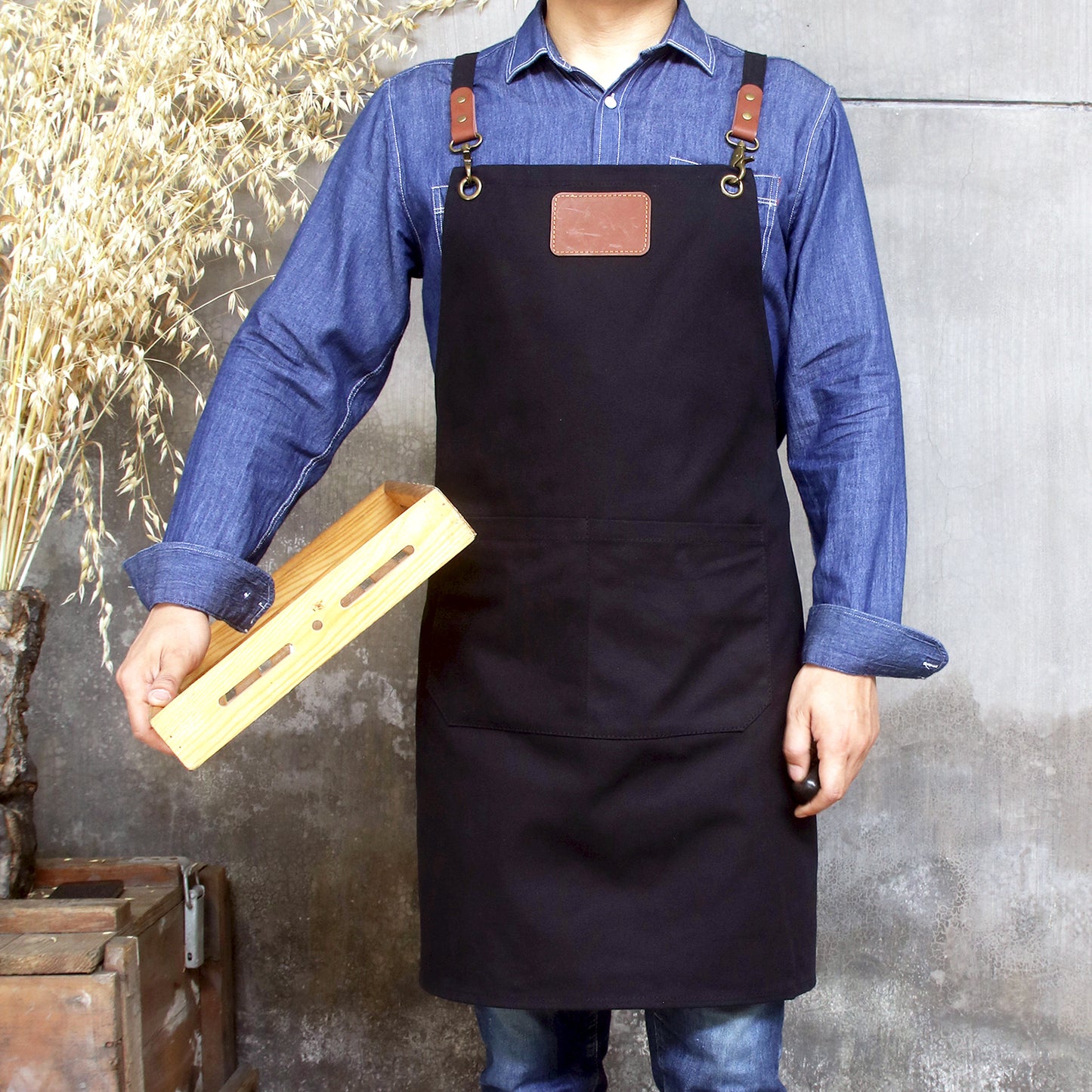 NO:A2301,Personalized Full gray canvas apron with adjustable straps for restaurant,bakery,cafe, kitchen,Men apron,Women apron,Christmas Gift