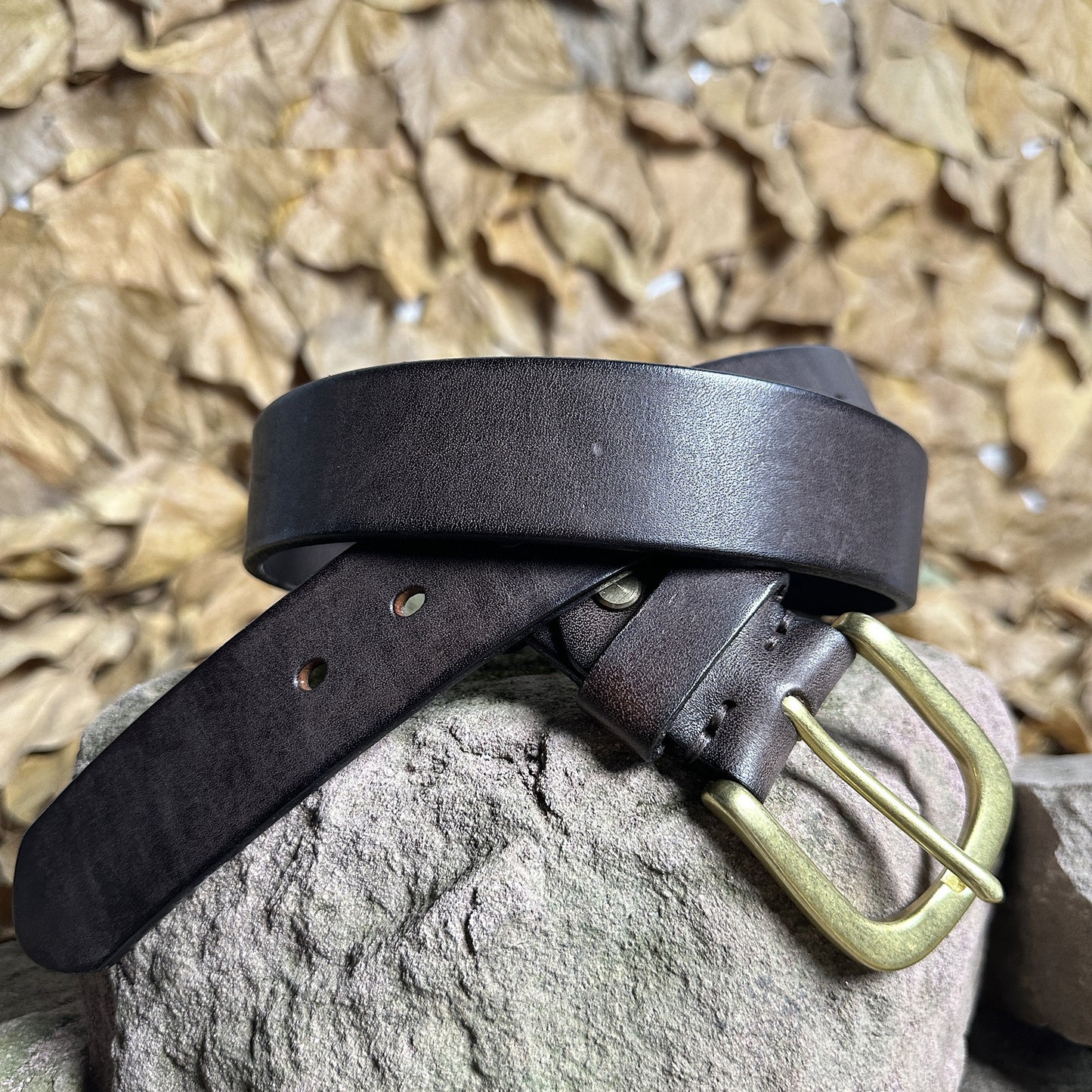 Handmade Personalized Vintage Leather Belt - Full Grain Cowhide with Custom Engraving