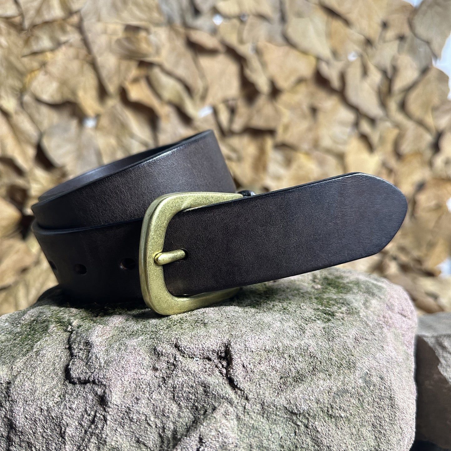 Handmade Personalized Vintage Leather Belt - Full Grain Cowhide with Custom Engraving