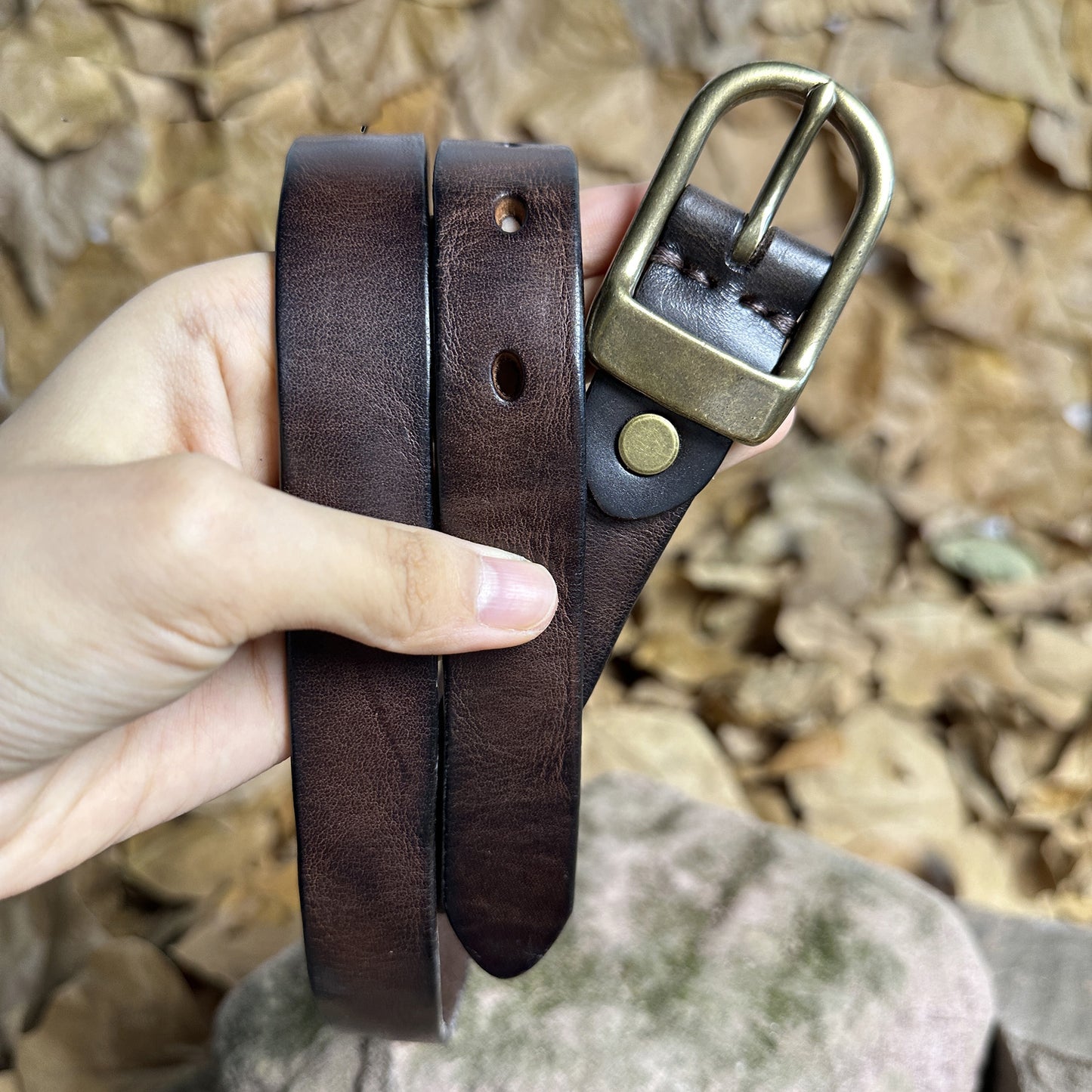 Handmade Personalized Vintage Leather Belt - Full Grain Cowhide with Custom Engraving03