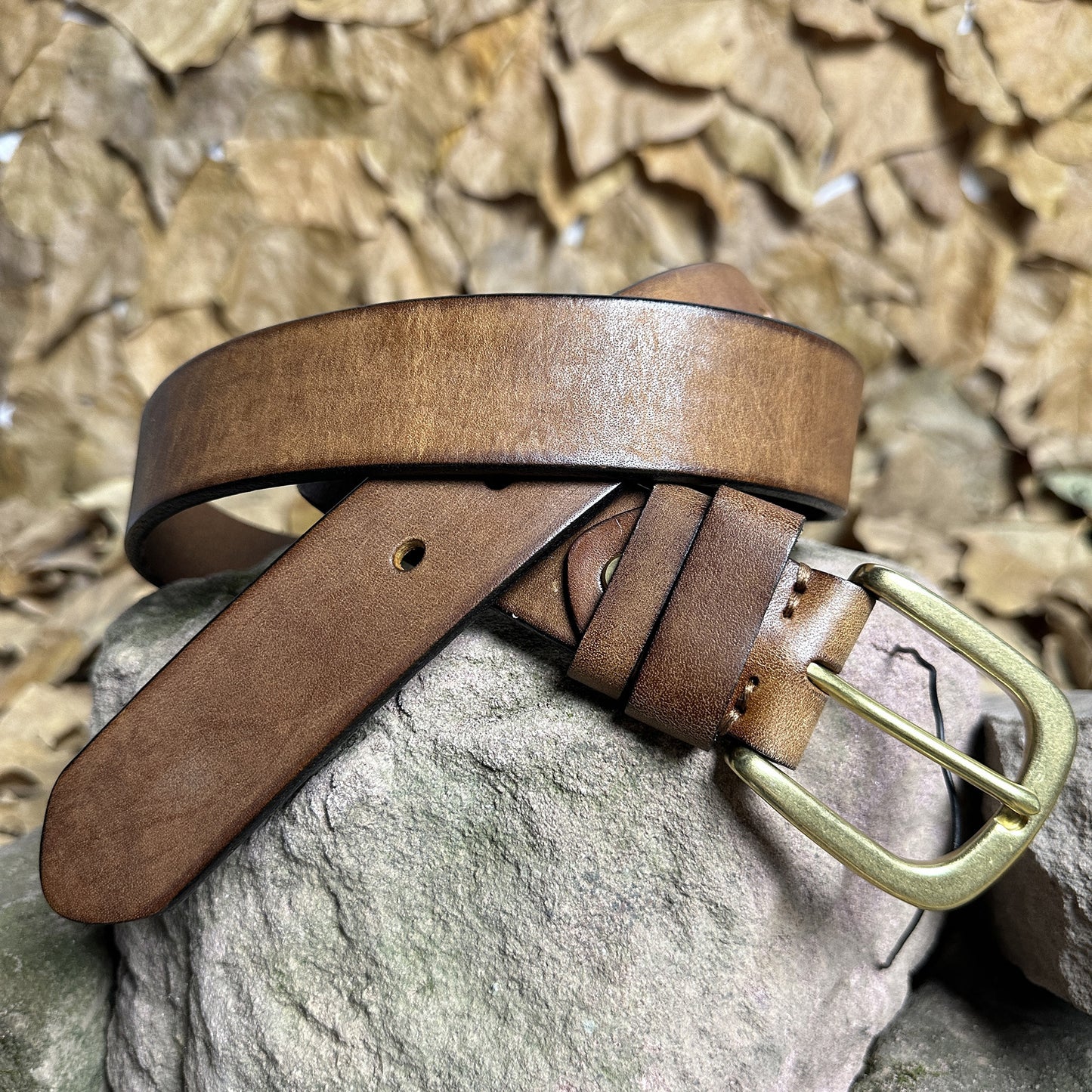 Handmade Personalized Vintage Leather Belt - Full Grain Cowhide with Custom Engraving