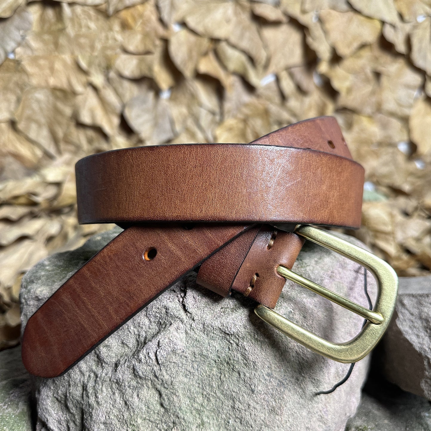 Handmade Personalized Vintage Leather Belt - Full Grain Cowhide with Custom Engraving