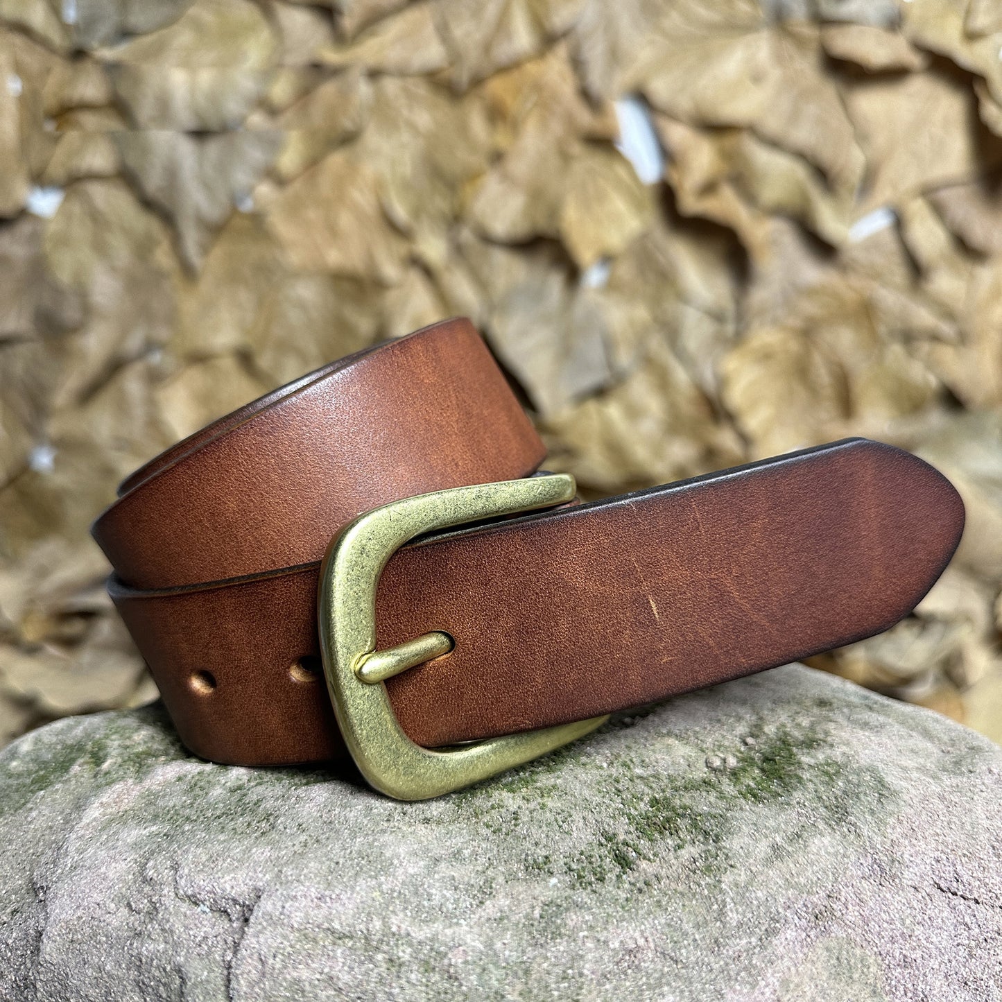 Handmade Personalized Vintage Leather Belt - Full Grain Cowhide with Custom Engraving