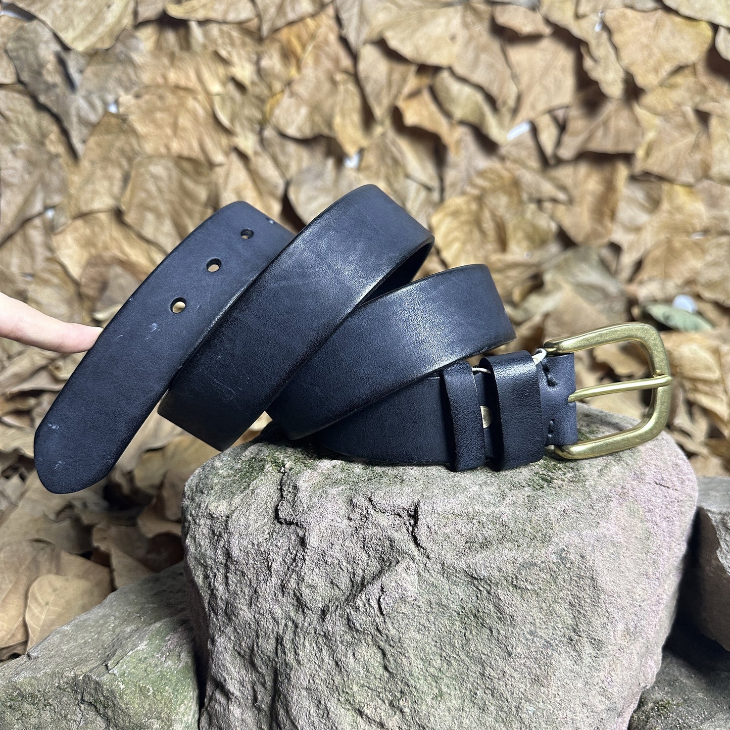 Handmade Personalized Vintage Leather Belt - Full Grain Cowhide with Custom Engraving