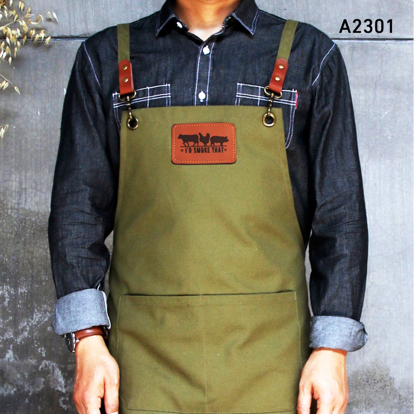 NO:A2301,Personalized Full gray canvas apron with adjustable  straps for restaurant,bakery,cafe, kitchen,Men apron,Women apron,Christmas Gift
