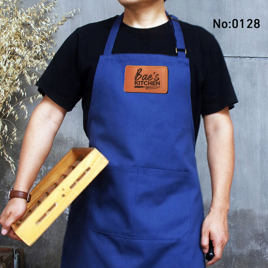 NO：A0128 Canvas men's apron personalized with adjustable straps for restaurants, bakeries, cafes, kitchens