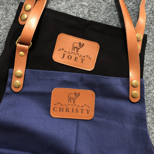 apron for menPersonalized Full gray canvas apron with adjustable leather straps for restaurant,bakery,cafe, kitchen