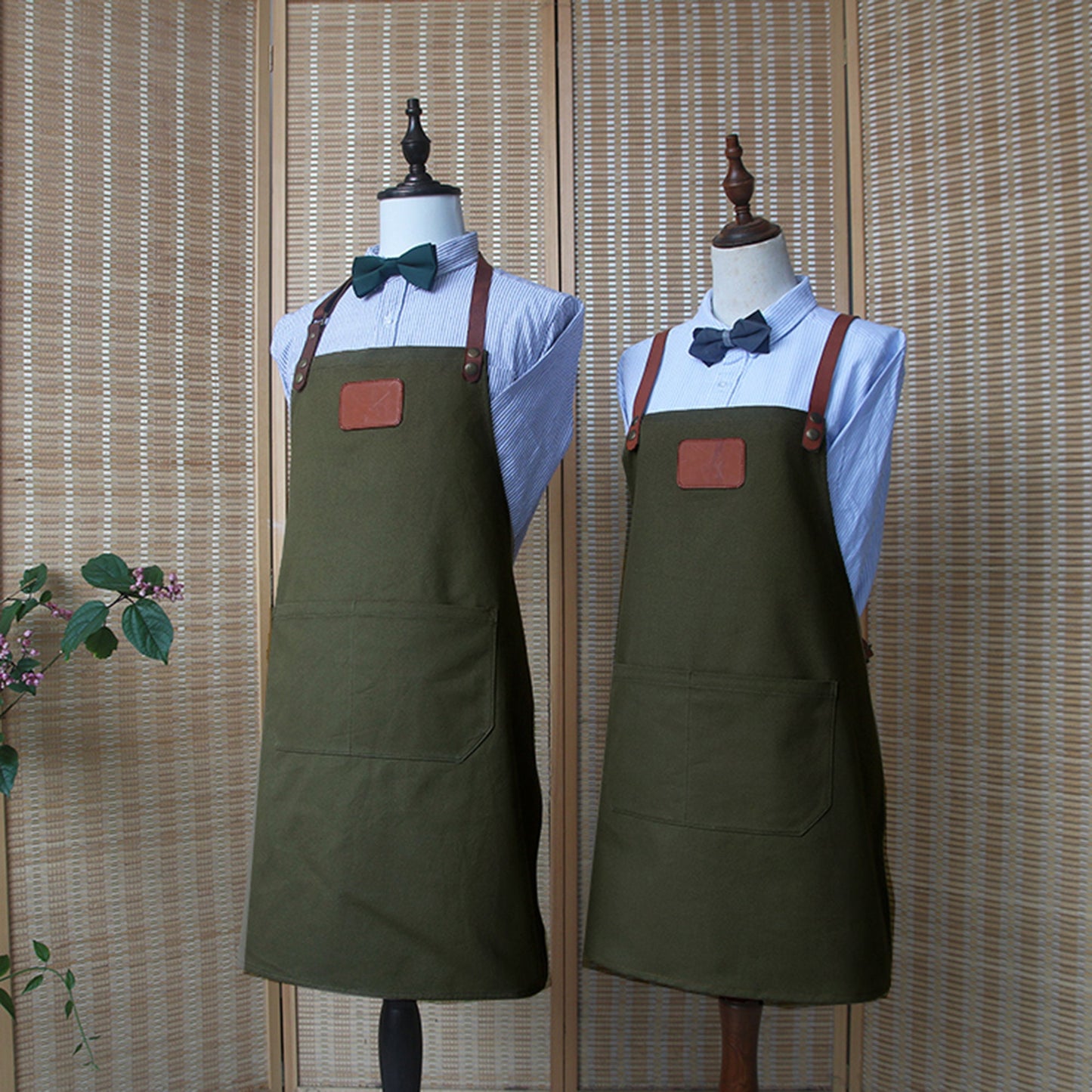 apron for menGreen new style canvas apron with adjustable straps for restaurant,bakery,cafe, kitchen486